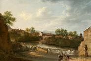A View of Clonskeagh, County Dublin with Figures Bathing
