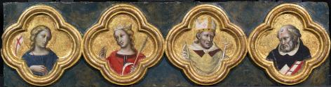 Four Saints: St Ursula, St Catherine, ?St Augustine and St Dominic