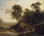 Landscape with a River and Horses by a Wooden Bridge