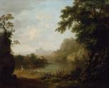 An Italianate Wooded River Landscape with Figures