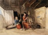 Interior, Woman and Girl Spinning at an Open Door