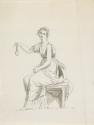 Seated Woman in Grecian Dress Holding an Object (?Purse Filled with Coins or possible Phallic Symbol)