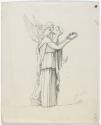Two Winged Figures Holding a Laurel Wreath and Scroll
