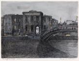 The Halpenny Bridge and Merchants' Hall, Dublin, at Night