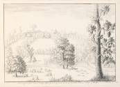 A Chinese Bridge at Wroxton Abbey and the Village of Drayton, Oxfordshire