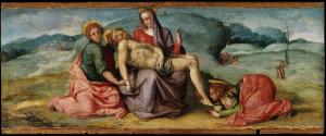 Set of 3 panels: The Pietà, Saint Apollonia and Saint Peter