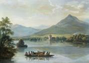 Ross Castle, Killarney, with Villagers on a Ferryboat