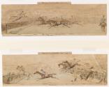 The Hippodrome Grand Steeple Chase June 17th, 1839, The Start (top) and the First Fall (bottom)