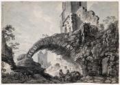Figures Seated Below a Ruined Castle