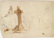 The West Face of the 'Cross of the Scriptures', Clonmacnois Monastery, County Offaly; an Old Man and a Boy (on verso)