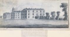 Hardwicke Fever Hospital, Cork Street; The Continuation of the Preceding View with The New Barracks (on verso)