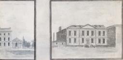 Part of the Marine School, Sir John Rogerson's Quay and Molyneux House Asylum for Blind Females, Peter Street; Ballsbridge and the River Dodder (on verso)