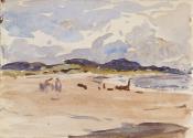 A Beach and Hills; Cows (on verso)
