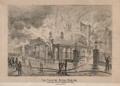 Theatre Royal, Hawkins Street, Dublin, on fire, 9th February 1880