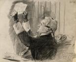 The President of the Parnell Commission (Sir James Hannen) Holding Parnell's Letter of June 9th 1882 up to the Light