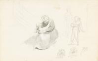 Two Figures Embracing and Sketches of Other Figures