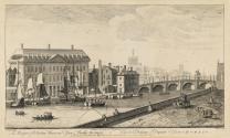 The Custom House, (now demolished), and Essex Bridge, (now rebuilt Grattan Bridge), Dublin, (no. 4 of 6 views of Dublin)