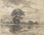 A Large Tree Reflected in a River