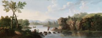 A Landscape with a Man Fording a Stream