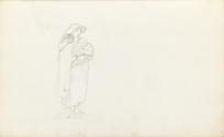 Sketch of a Travelling Woman Holding a Baby