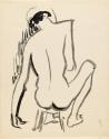 The Back of a Female Nude Seated on a Stool