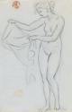 A Standing Female Nude Holding a Cloth