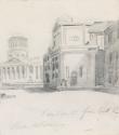 The Four Courts from outside the Church of Adam and Eve and the Immaculate Conception; Leinster House from Molesworth Street (on verso)