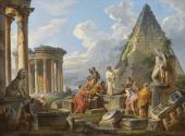 A Capriccio with Saint Paul Preaching to the Romans, with the Temple of Vesta and Pyramid of Caius Cestius