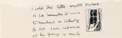 Cropped letter from William Orpen to Mrs St George with a sketch of 'The Window'