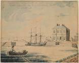 The Pigeon House, Ringsend, Dublin, with the Lord Lieutenant's (Marquis of Cornwallis') Yacht 'Dorset'