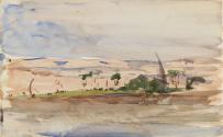 Boats on the River Nile, Egypt; Trees by the River Nile (on verso)
