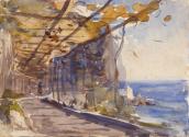 A Vine Pergola above the Sea; A Field and Trees (on verso)