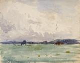 Horses in a Field; A Canal Barge (on verso)