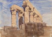 A Ruined Temple at Luxor, Egypt; A Beached Boat (on verso)