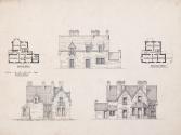 Ground Plan, Chamber Plan and Elevation of Front and Rear of House