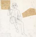 Seated Figure and Studies of Heads (pasted on)