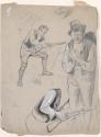 A Man Cocking a Musket (twice) and a Man Smoking a Pipe with Detail