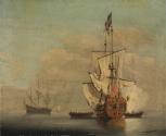Calm: an English Sixth-rate Ship Firing a Salute