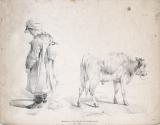 A Calf and a Boy Carrying a Pitcher