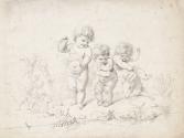 Putti playing with Goats