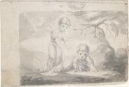 Two Children and a Dog; A Weeping Child and Heads in Profile (on verso)