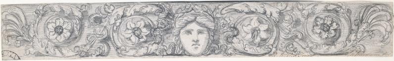 An Ornamental Panel with a Female Face amongst Acanthus Leaves