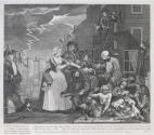 A Rake's Progress, Plate 4, Rakewell Is Rescued from the Bailiffs outside St James' Palace by his Former Mistress