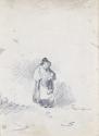 A Woman Carrying her Baby; Dense Trees (on verso)