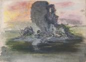 A Ruined Castle at Evening