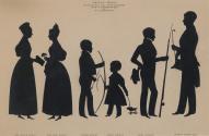 Silhouettes of Mrs Joseph Wright and her Children Jane (1819-1866), Thomas, Henry, John and Joseph (1817-1868) (left to right)