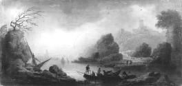 A Lake Scene with Figures