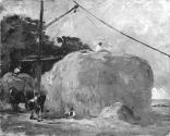 Hayrick with a Cart and Horses