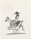Illustrated letter from William Orpen to Mrs St George with a sketch of a girl riding a horse