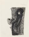 Sketch of a woman in profile and another of a girl's face